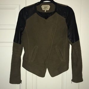 Moto Style Faux Leather & Suede Jacket